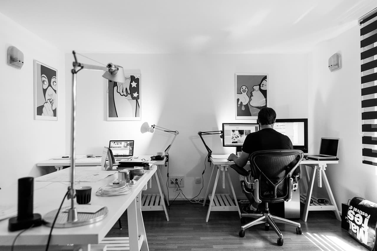 A man working on his table